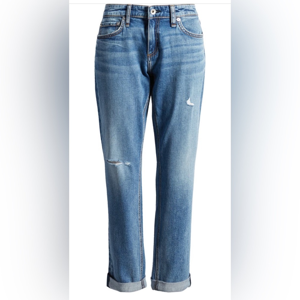 Tag & Bone Dre Distressed Low Rise Slim Boyfriend Jeans